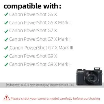 Glorich DR-110 DC Coupler NB-13L Dummy Battery ACK-DC110 AC Power Adapter Kit Compatible with Cameras Canon PowerShot G5 X, G5 X Mark II, G7 X, G7 X Mark II, G7 X Mark III, G9 X, G9 X Mark II