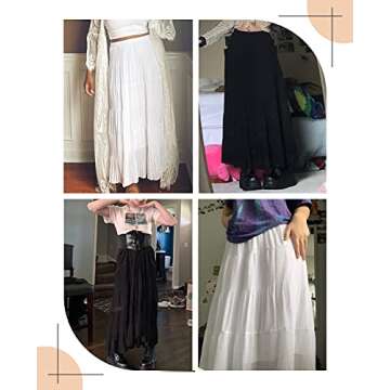 NASHALYLY Women's Chiffon Elastic High Waist Pleated A-Line Flared Maxi Skirts