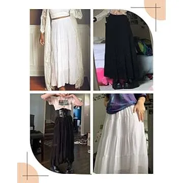 NASHALYLY Women's Chiffon Elastic High Waist Pleated A-Line Flared Maxi Skirts