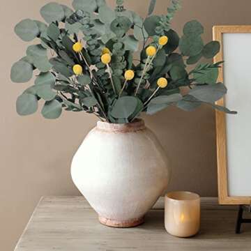 HUAESIN Dried Eucalyptus Bundle 16 pcs Preserved Eucalyptus Dried Greenery Decor 17" Mix Real Silver Dollar Eucalyptus Bouquets Live Eucalyptus Plant for Shower Floral Arrangement Home Wedding Decor