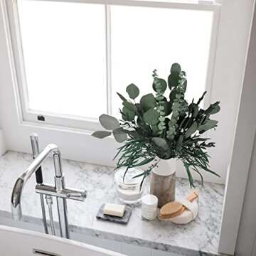 HUAESIN Dried Eucalyptus Bundle 16 pcs Preserved Eucalyptus Dried Greenery Decor 17" Mix Real Silver Dollar Eucalyptus Bouquets Live Eucalyptus Plant for Shower Floral Arrangement Home Wedding Decor