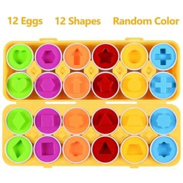 MAGIFIRE Playtime Matching Eggs for Toddlers, 12 Matching Eggs with Coordinated Shapes and Colors, Montessori Toys, STEM Educational Toys for 3 Years Old and Above