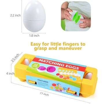 MAGIFIRE Playtime Matching Eggs for Toddlers, 12 Matching Eggs with Coordinated Shapes and Colors, Montessori Toys, STEM Educational Toys for 3 Years Old and Above