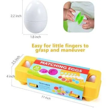 MAGIFIRE Playtime Matching Eggs for Toddlers, 12 Matching Eggs with Coordinated Shapes and Colors, Montessori Toys, STEM Educational Toys for 3 Years Old and Above