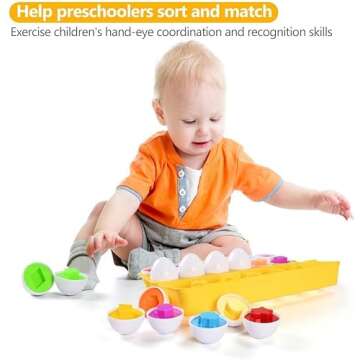 MAGIFIRE Playtime Matching Eggs for Toddlers, 12 Matching Eggs with Coordinated Shapes and Colors, Montessori Toys, STEM Educational Toys for 3 Years Old and Above