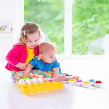 MAGIFIRE Playtime Matching Eggs for Toddlers, 12 Matching Eggs with Coordinated Shapes and Colors, Montessori Toys, STEM Educational Toys for 3 Years Old and Above