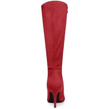 Stylish Allegra K Red Knee High Stiletto Heels