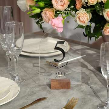 UNIQOOO 20 Pcs Acrylic 5x7 Clear Arch Table Sign for Wedding, 1/8 in Thick, DIY Blank Arch Sign Sheet Perfect for Decoration, Party,Anniversary, Event, Base NOT Included