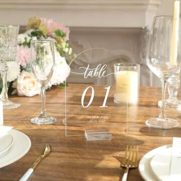 UNIQOOO 20 Pcs Acrylic 5x7 Clear Arch Table Sign for Wedding, 1/8 in Thick, DIY Blank Arch Sign Sheet Perfect for Decoration, Party,Anniversary, Event, Base NOT Included
