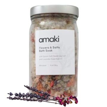 Amaki Herbal Bath Soak Blend of Epsom and Dead Sea Salt Infused with Lavender Essential Oil - Stress...