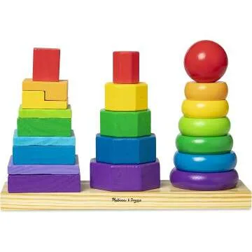 Wooden Geometric Stacker Toy for Babies and Toddlers
