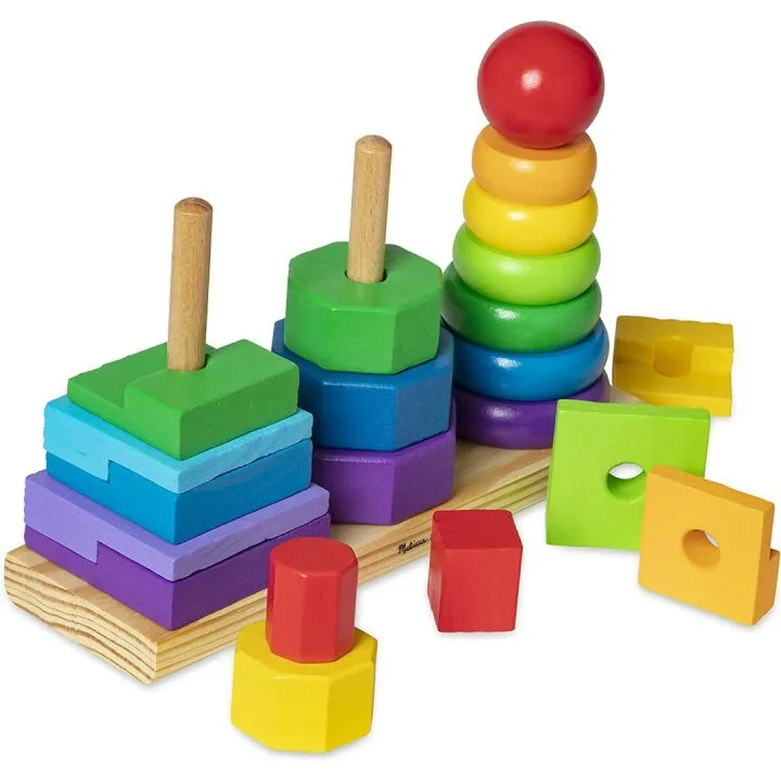 Wooden Geometric Stacker Toy for Babies and Toddlers