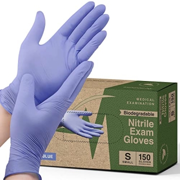 FifthPulse Biodegradable Nitrile Gloves, 150 Count - Eco-Friendly & Durable