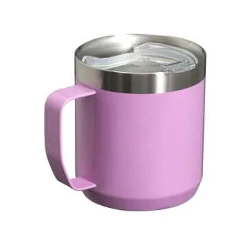 Stanley Stay-Hot Camp Mug 12 oz | Press Fit Drink Through Lid | Cup for Coffee, Tea and Drinks | Insulated Stainless Steel Coffee Mug | BPA-Free | Lilac Gloss