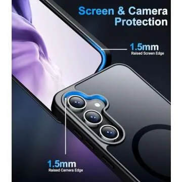 Temdan Magnetic for Samsung Galaxy S24 FE Case, with [Tempered Glass Screen Protector][Compatible with MagSafe][Military Grade Shockproof] Slim Translucent Matte Phone Case for S24 FE 6.7"-Black