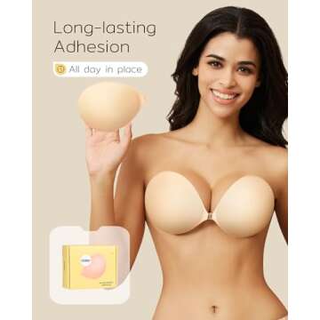 Niidor Sticky Invisible Push Up Bra for Backless Dresses