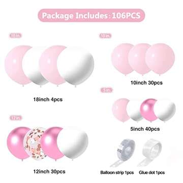 Pink White and Rose Gold Balloons Arch Garland Kit,Pink Balloons Party Birthday Balloons Decoration ...