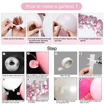 Pink White and Rose Gold Balloons Arch Garland Kit,Pink Balloons Party Birthday Balloons Decoration Set for Bridal,Baby Shower, Wedding, Birthday, Graduation, Anniversary Party