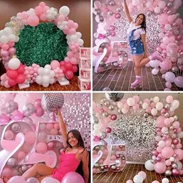 Pink White and Rose Gold Balloons Arch Garland Kit,Pink Balloons Party Birthday Balloons Decoration Set for Bridal,Baby Shower, Wedding, Birthday, Graduation, Anniversary Party