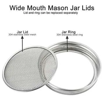 HighFree Jar Sprouting Lids 4 Pack Stainless Steel Mesh Sprout Jar Lid with 2 Pack Steel Sprouting Stands fit for Wide Mouth Mason Jars Canning Jars to Make Sprout