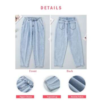 EVALESS High Waist Baggy Jeans for Women Trendy 2024 Stretch Boyfriend Barrel Denim Pants Sky Blue 4