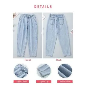 EVALESS High Waist Baggy Jeans for Women Trendy 2024 Stretch Boyfriend Barrel Denim Pants Sky Blue 4