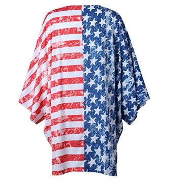 Askwind 4th of July Women's American Flag Print Kimono Cover Up Tops Shirt (A1)