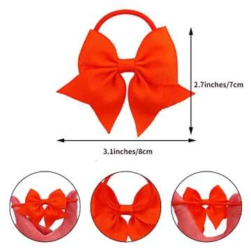 LDDCX Hair Ties for Baby Girls with Fun Bows (Red)