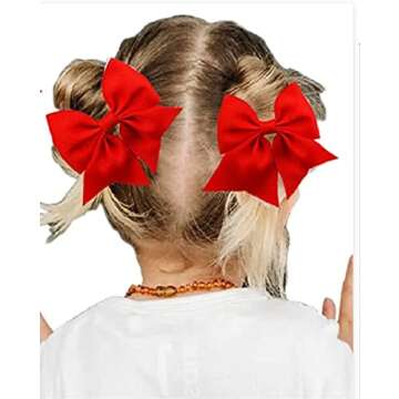 LDDCX Hair Ties baby girls' hair accessories Baby Hair Ties with Bows for Toddler Ponytail Holders Small Hair Ties (Red, FS3)