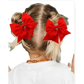 LDDCX Hair Ties for Baby Girls with Fun Bows (Red)