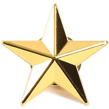 Gold Point Star Lapel Pins - Enamel Pin Set (1 In, 12 Pack)
