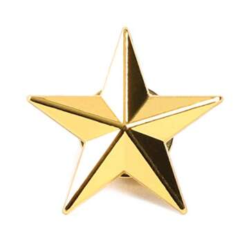 Gold Point Star Lapel Pins Set - 12 Durable Enamel Pins