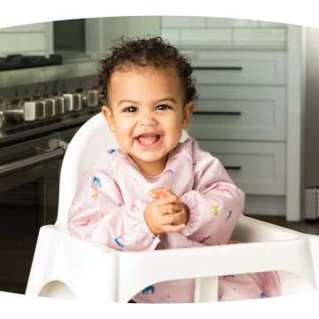 Tiny Twinkle Mess Proof Baby Bib, Cute Full Sleeve Bib Outfit, Waterproof Bibs for Toddlers, Machine Washable, Tug Proof Closure, Baby Smock for Eating, Long Sleeved (Cowboy, Small 6-24 Months)