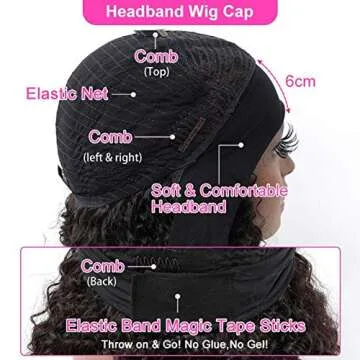 VIVIBABI Headband Human Hair Wig - Unprocessed Brazilian Curly 20 Inch