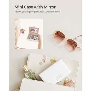 SONGMICS Jewelry Box 3 Layers, Jewelry Organizer with 2 Drawers, Jewelry Case with Portable Travel Case, with Handle, Lockable, Jewelry Storage, Gift for Loved ones, White UJBC121W