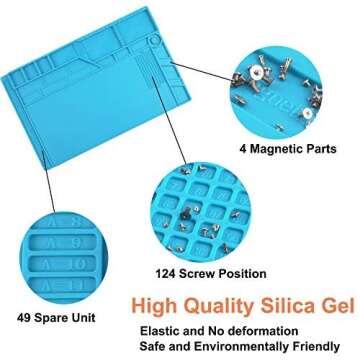 CPB S180 Large Soldering Mat Kit - Silicone Repair Mat Heat Resistant Magnetic Work Mat with ESD Wri...