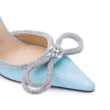 Elegant MissHeel Clear Rhinestone Ankle Strap Pumps