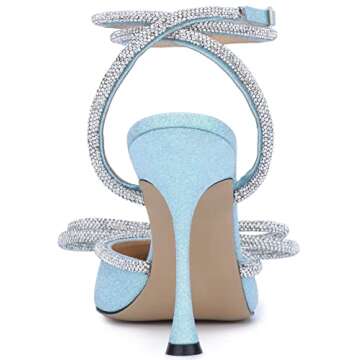 Elegant MissHeel Clear Rhinestone Ankle Strap Pumps