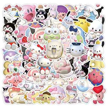 TripleHub 220Pcs Kawaii Stickers Stereoscopic Waterproof 3D Cartoon Sticker Pack DIY Suitcase Scrapbook Laptop Cute Graffiti Stickers (B)