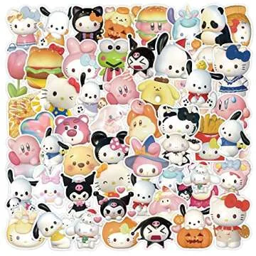 TripleHub 220Pcs Kawaii Stickers Stereoscopic Waterproof 3D Cartoon Sticker Pack DIY Suitcase Scrapbook Laptop Cute Graffiti Stickers (B)