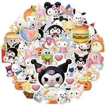 TripleHub 220Pcs Kawaii Stickers Stereoscopic Waterproof 3D Cartoon Sticker Pack DIY Suitcase Scrapbook Laptop Cute Graffiti Stickers (B)
