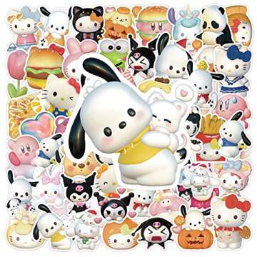 TripleHub 220Pcs Kawaii Stickers Stereoscopic Waterproof 3D Cartoon Sticker Pack DIY Suitcase Scrapbook Laptop Cute Graffiti Stickers (B)