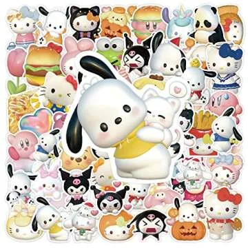 TripleHub 220Pcs Kawaii Stickers Stereoscopic Waterproof 3D Cartoon Sticker Pack DIY Suitcase Scrapbook Laptop Cute Graffiti Stickers (B)