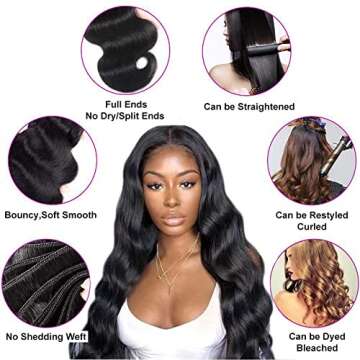 AIMAKER 12A Brazilian Body Wave Human Hair 3 Bundles 20 22 24Inch 100% Unprocessed Brazilian Virgin Human Hair Weave Bundles Body Wave Hair Extensions Natural Color