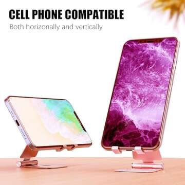 Cell Phone Stand for Angle Height Adjustable Desk Sturdy Aluminum Metal Phone Holder for iPhone,iPad, Mobile Phone, All Android Smartphone,Desktop Pink