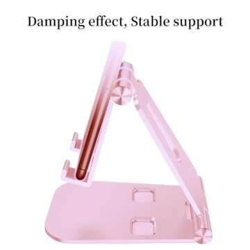 Cell Phone Stand for Angle Height Adjustable Desk Sturdy Aluminum Metal Phone Holder for iPhone,iPad, Mobile Phone, All Android Smartphone,Desktop Pink