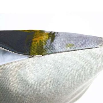 Decor MI Pillowcases Modern Grey Yellow Abstract Throw Pillow Covers Linen Square Pillowcase Decorative Cushion Pillow Cover Zipper Sofa Couch Bedroom Living Room Home Decor 18x18 inch, Set of 3