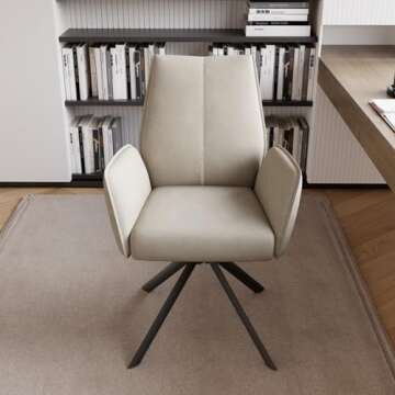 jiexi Modern Ergonomic Office Chair, Desk Chair no Wheels, Home Office Computer Desk Chair, Upholstered Swivel Chair with Metal Legs, Office Chair for Bedroom, Reception Room, Living Room