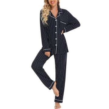 Leikar Women's Button Down Pajama Sets - Soft & Comfortable Lounge Wear