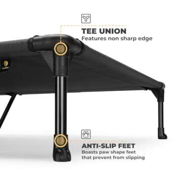 Veehoo Cooling Elevated Dog Bed, Portable Raised Pet Cot with Washable & Breathable Mesh, No-Slip Feet Durable Dog Cots Bed for Indoor & Outdoor Use, X Large, CWC1803-XL